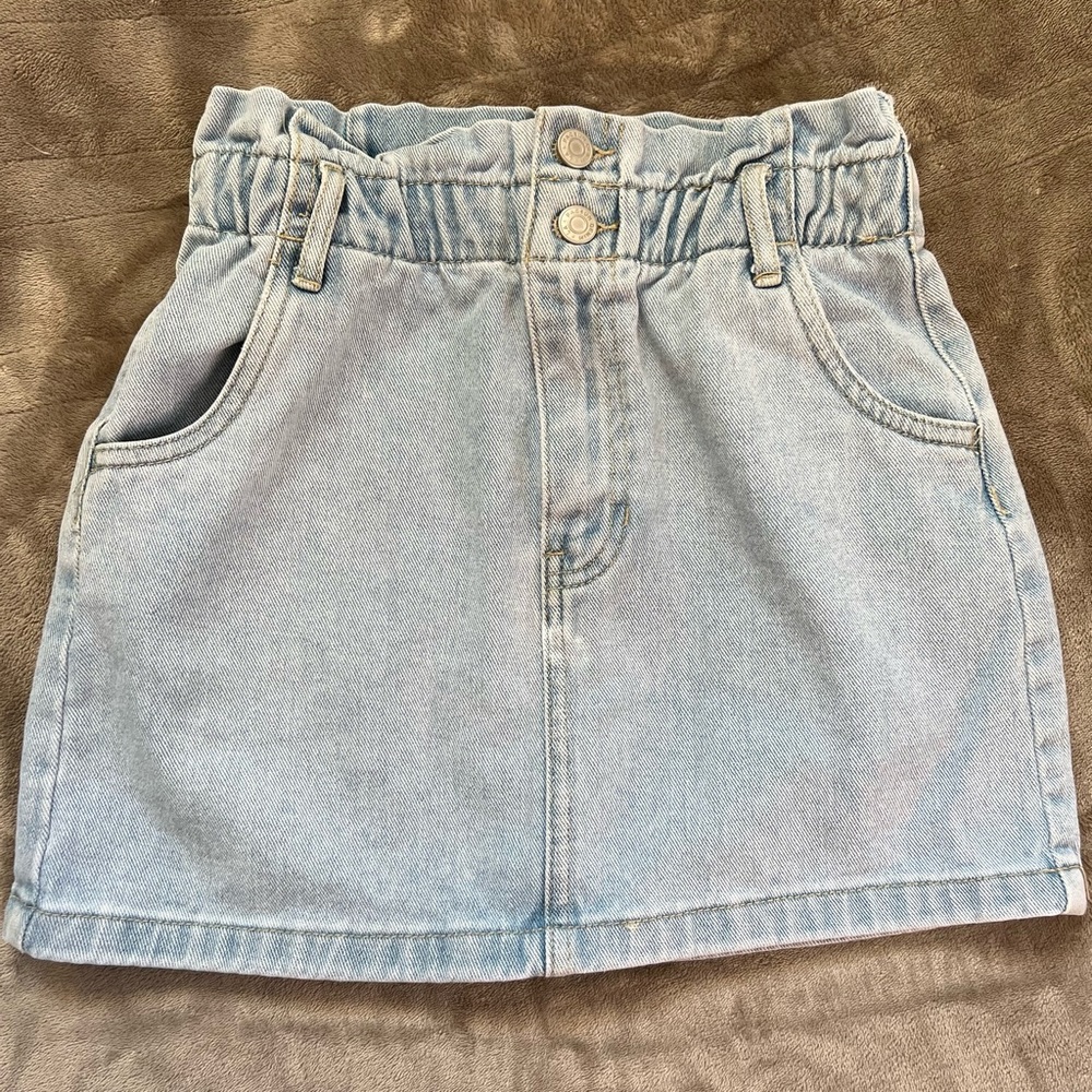 PacSun XS Paper Bag Waist Denim Mini Skirt